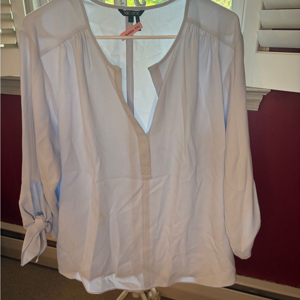 🍷3for$20! NIC+ZOE Powder Blue 3/4 Sleeve Tie Front Blouse
